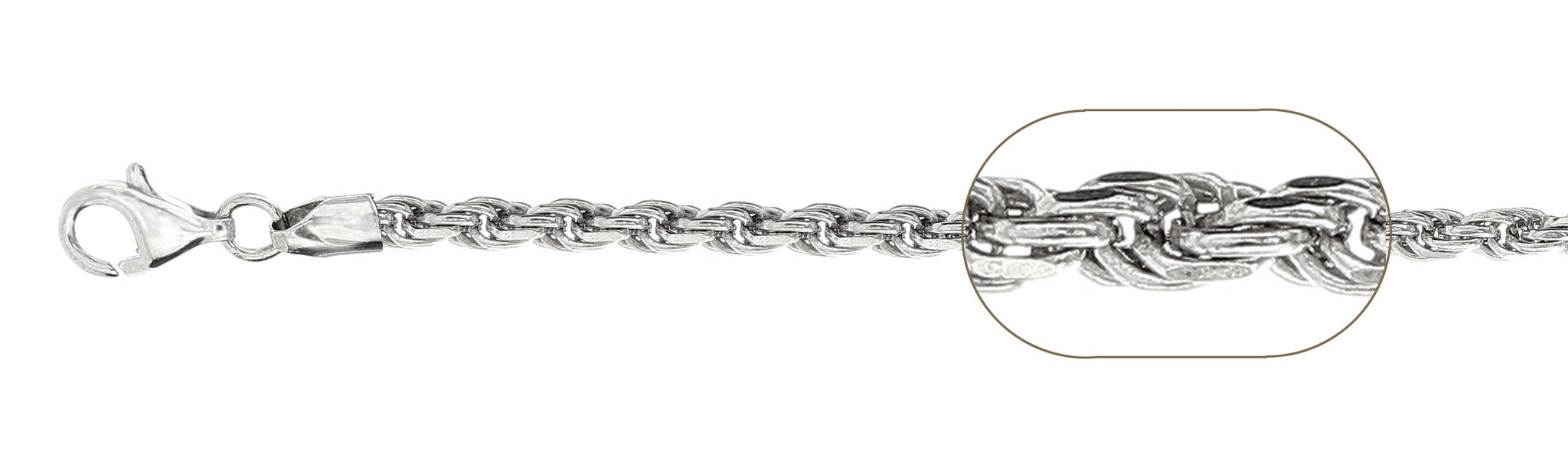 070-3.5MM Rope Chain .925  Solid Sterling Silver Sizes 16-30" NEW