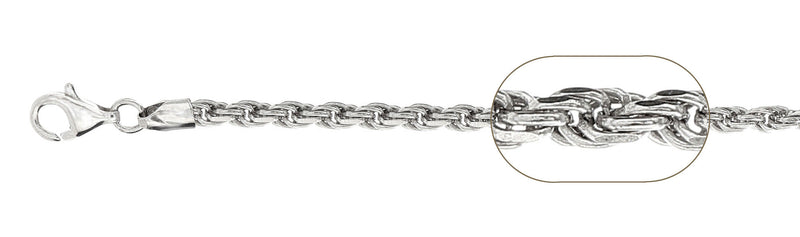 070-3.5MM Rope Chain .925  Solid Sterling Silver Sizes 16-30" NEW