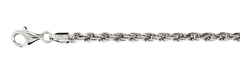 080-4MM Rhodium Plated Rope Chain .925  Solid Sterling Silver Available in 8"-28" inches NEW