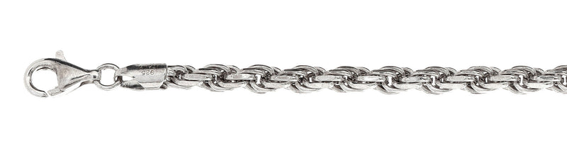100-5MM Rope Chain .925  Solid Sterling Silver Sizes 7-30" NEW