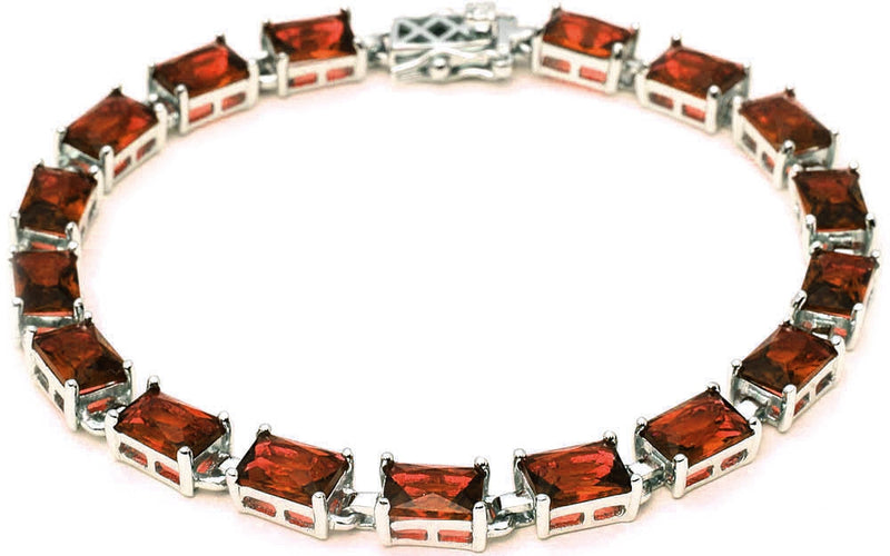 17.50ct Radiant Cut Garnet.925 Sterling Silver Bracelet 7 1/4"