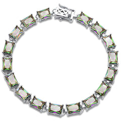 17.50CT Radian Cut Rainbow Topaz .925 Sterling Silver Bracelet