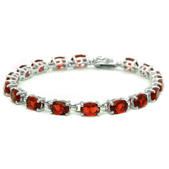 13.5CT Oval Garnet .925 Sterling Silver Bracelet 7.25"
