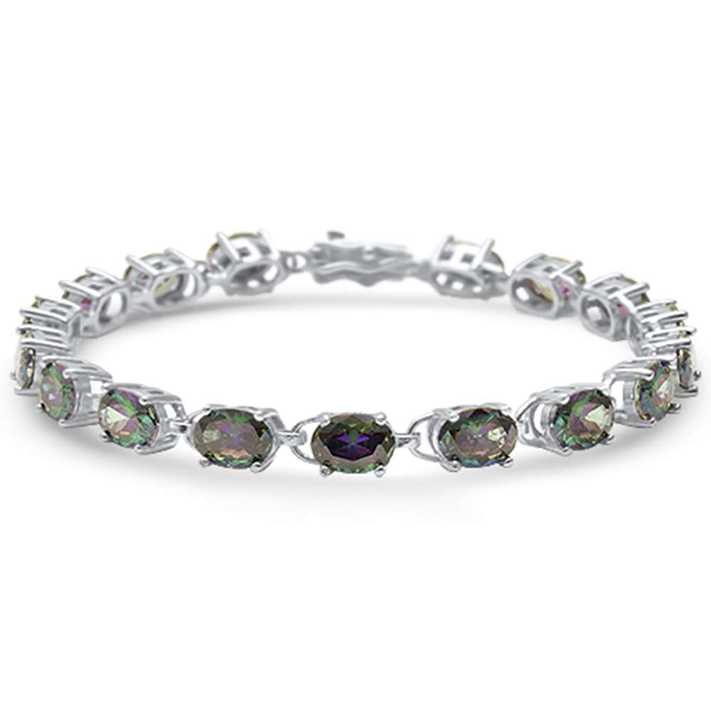 13.5CT Oval Rainbow Topaz .925 Sterling Silver Bracelet