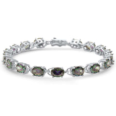 13.5CT Oval Rainbow Topaz .925 Sterling Silver Bracelet