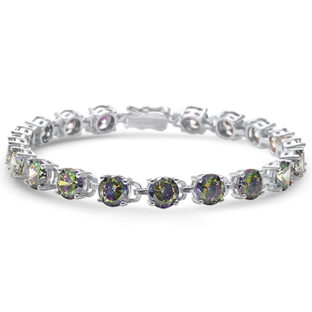 16.5CT Round Rainbow Topaz  .925 Sterling Silver Bracelet