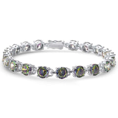 16.5CT Round Rainbow Topaz  .925 Sterling Silver Bracelet