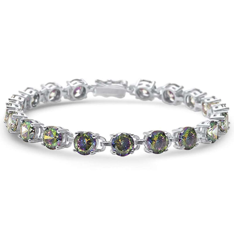 16.5CT Round Rainbow Topaz  .925 Sterling Silver Bracelet