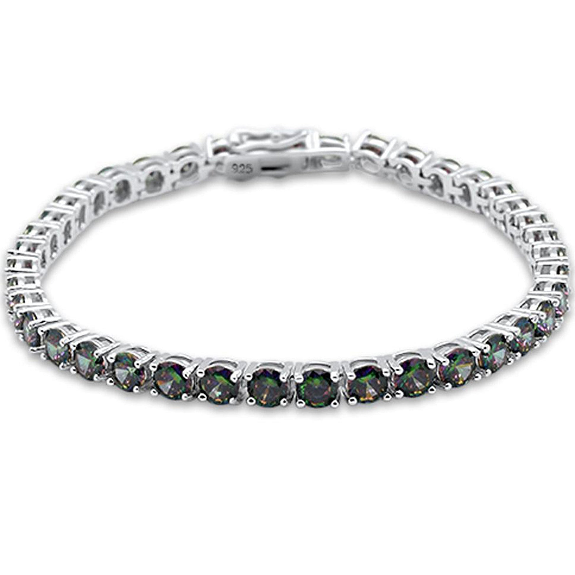 4.5MM Round 14.5CT Rainbow Topaz .925 Sterling Silver Bracelet
