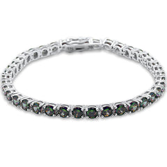 4.5MM Round 14.5CT Rainbow Topaz .925 Sterling Silver Bracelet