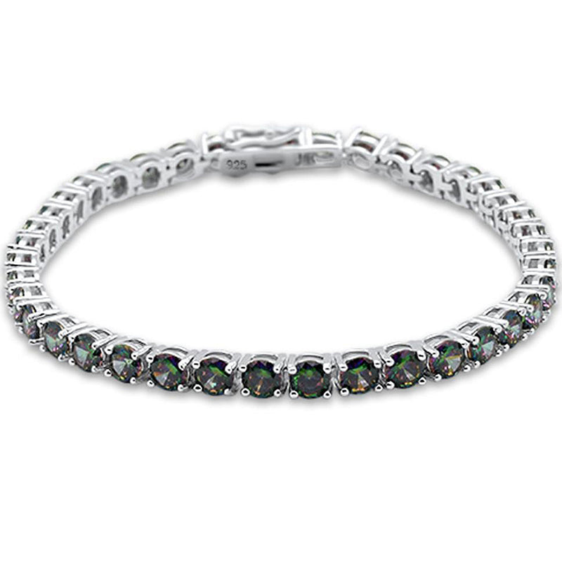 4.5MM Round 14.5CT Rainbow Topaz .925 Sterling Silver Bracelet