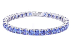 CLOSEOUT! 4.5MM Round 14.5CT Tanzanite .925 Sterling Silver Bracelet 7.25"