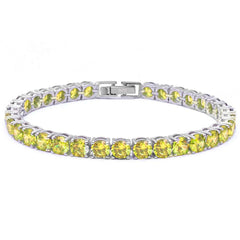 4.5MM Round 14.5CT Yellow Topaz .925 Sterling Silver Bracelet 7.25"