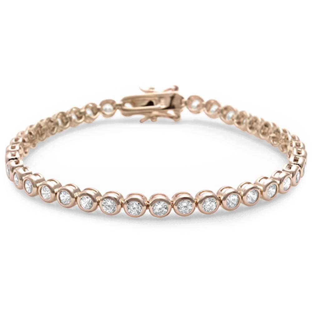 Yellow Gold Plated Bezel Set Cubic Zirconia .925 Sterling Silver Bracelet