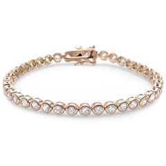 Yellow Gold Plated Bezel Set Cubic Zirconia .925 Sterling Silver Bracelet