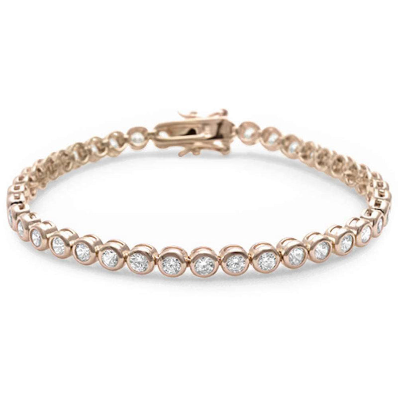 Yellow Gold Plated Bezel Set Cubic Zirconia .925 Sterling Silver Bracelet