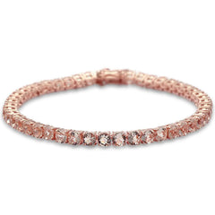 4MM Round Rose Gold Plated Morganite Cubic Zirconia  Bracelet 7.25"