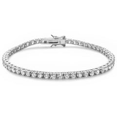 4MM Round Cubic Zirconia .925 Sterling Silver Bracelet 7.25"
