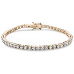 4MM Round Yellow Gold Plated Cubic Zirconia .925 Sterling Silver Bracelet 7.25"