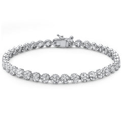 Elegant 7" Round Cubic Zirconia .925 Sterling Silver Tennis Bracelet