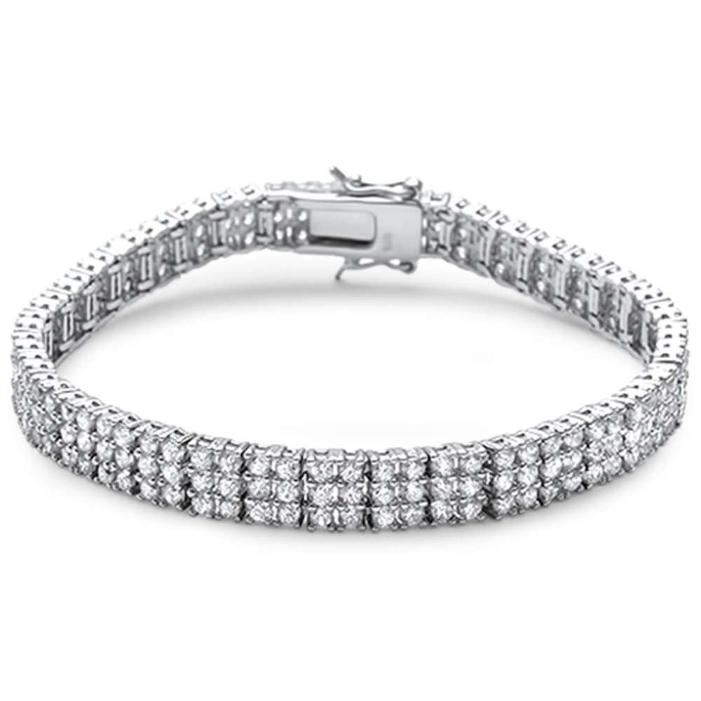 CLOSEOUT! Elegant 7" Triple Layer Tennis .925 Sterling Silver Tennis Bracelet
