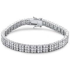 CLOSEOUT! Elegant 7" Triple Layer Tennis .925 Sterling Silver Tennis Bracelet