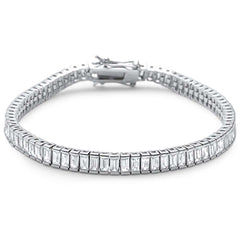 Elegant 7" Baguette Cubic Zirconia .925 Sterling Silver Tennis Bracelet