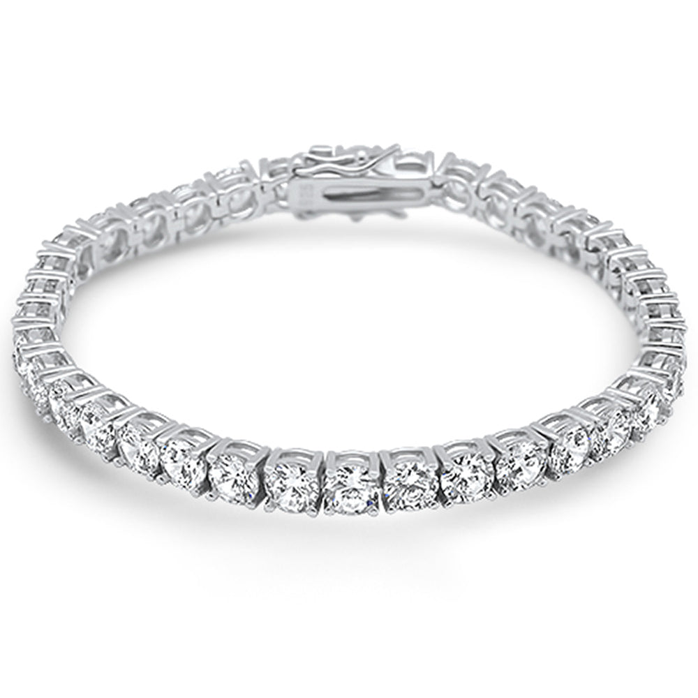 5MM Round Fine Cz .925 Sterling Silver Bracelet 7.25"