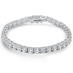 5MM Round Fine Cz .925 Sterling Silver Bracelet 7.25"