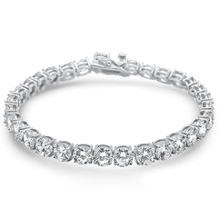 6MM Round Fine Cz .925 Sterling Silver Bracelet 7.75"