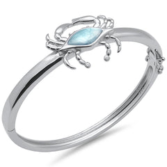 Crab Natural Larimar .925 Sterling Silver Bangle Bracelet