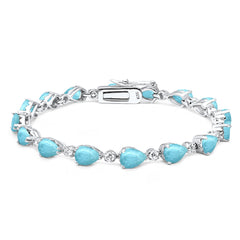 Pear Cut Larimar .925 Sterling Silver Bracelet