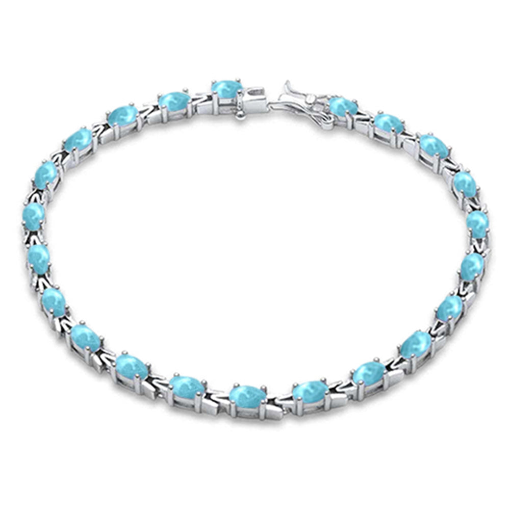 Oval Larimar .925 Sterling Silver Bracelet