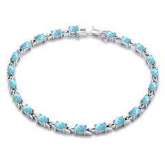 Oval Larimar .925 Sterling Silver Bracelet