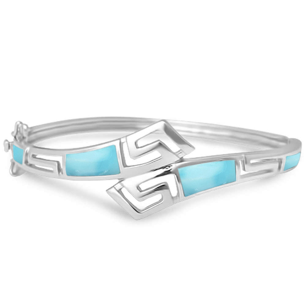 Natural Larimar Bangle .925 Sterling Silver Bracelet