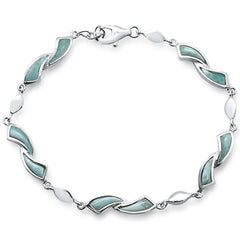 Natural Larimar  .925 Sterling Silver Bracelet 7.5"