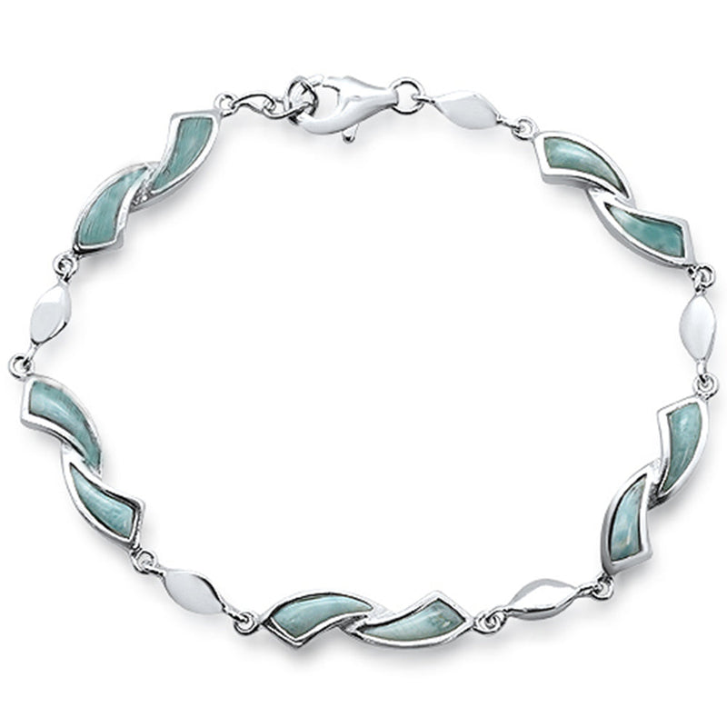Natural Larimar  .925 Sterling Silver Bracelet 7.5"