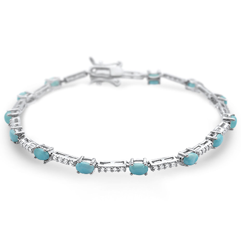 New Natural Larimar .925 Sterling Silver Bracelet 7.5" Long