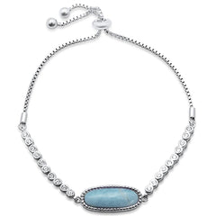 Larimar Bar .925 Sterling Silver 7-9" Adjustable Toggle Bola Bracelet
