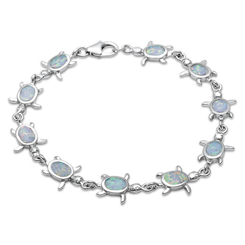 White Opal Turtle .925 Sterling Silver Bracelet
