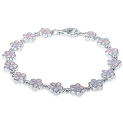 White Opal Plumeria .925 Sterling Silver Bracelet