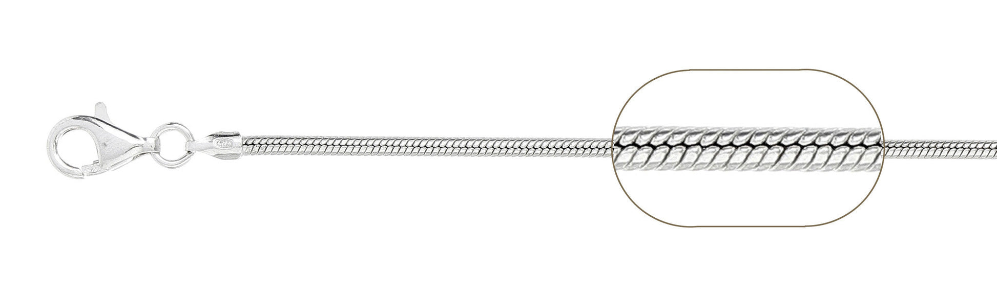050-1.9MM Snake Chain .925  Solid Sterling Silver Sizes 7-30" NEW