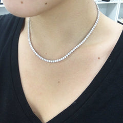 3MM Available 2 Colors 13.50CT Round Cubic Zirconia Necklace .925 Sterling Silver 18", 22" Long