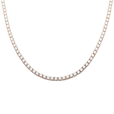 3MM Available 2 Colors 13.50CT Round Cubic Zirconia Necklace .925 Sterling Silver 18", 22" Long