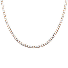 4MM Available 2 Colors 13.50CT Round Cubic Zirconia Necklace .925 Sterling Silver 18",22"