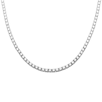 3MM Available 2 Colors 13.50CT Round Cubic Zirconia Necklace .925 Sterling Silver 18", 22" Long