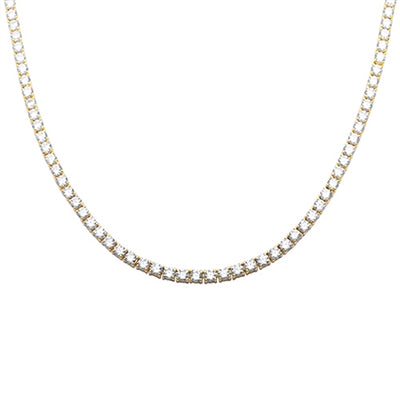 4MM Available 2 Colors 13.50CT Round Cubic Zirconia Necklace .925 Sterling Silver 18",22"