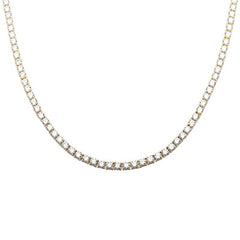4MM Available 2 Colors 13.50CT Round Cubic Zirconia Necklace .925 Sterling Silver 18",22"