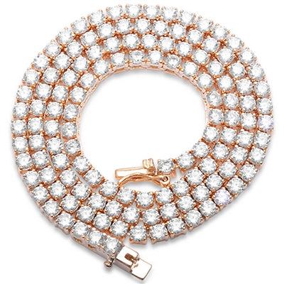 3MM Available 2 Colors 13.50CT Round Cubic Zirconia Necklace .925 Sterling Silver 18", 22" Long