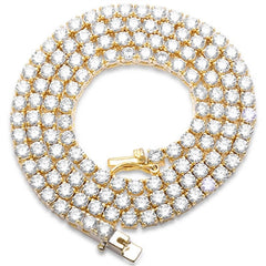 3MM Available 2 Colors 13.50CT Round Cubic Zirconia Necklace .925 Sterling Silver 18", 22" Long
